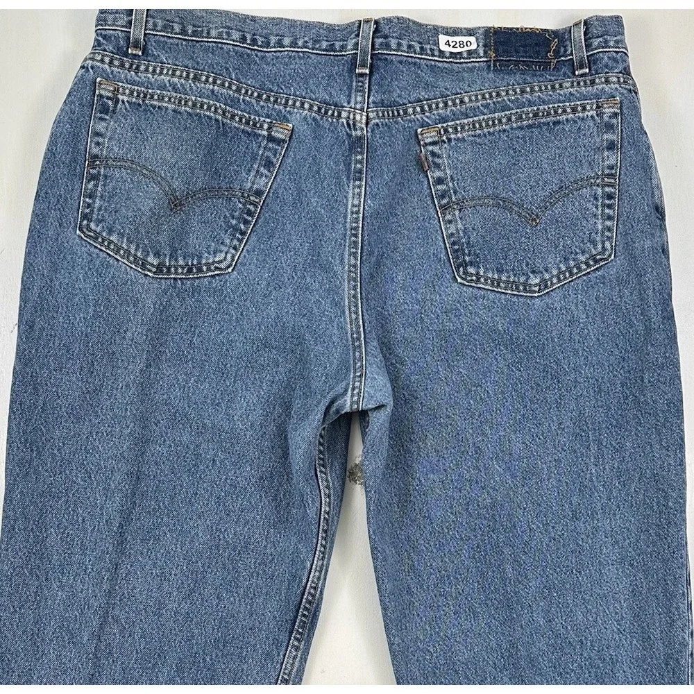 VTG Y2K Levi's 545 Loose Fit Men's Blue Denim Jeans 42x34‎ Brown Tab Tag 44 USA